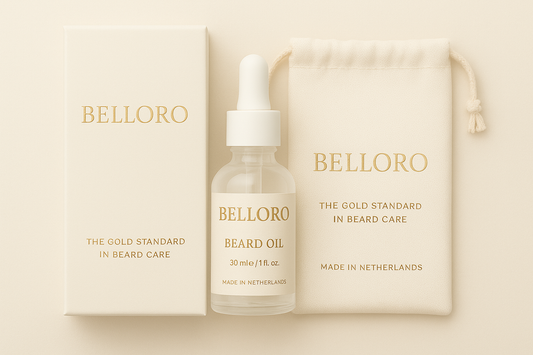 Belloro Beard Oil 50ml – luxe baardolie met fles en linnen zakje