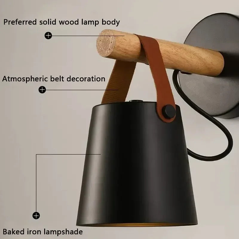 Scandinavische Wandlamp met Houten Accenten