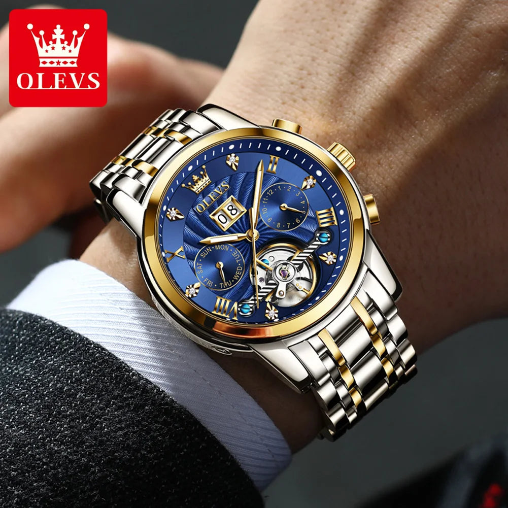 Automatisch multifunctioneel mechanisch waterdicht herenhorloge
